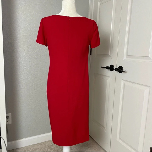 Moschino Cheap & Chic Red Ruched Sheath Dress With Ruffle Size 6 - Picture 4 of 7